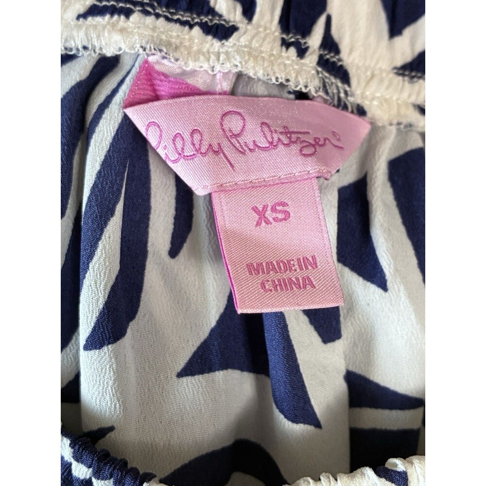 Lilly Pulitzer Blue And White Leaf Strapless Jumpsuit With Belt Size XS - Picture 5 of 7